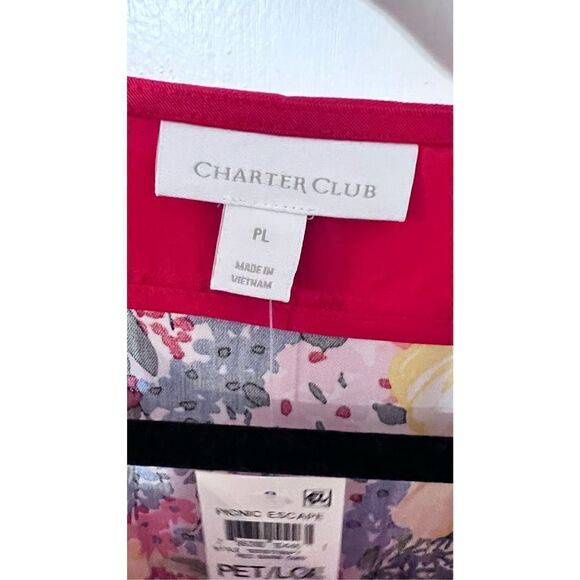 Charter Club Women's Printed V Neck Poncho Top Red Petite Size Large NWT P1-40 - Picture 6 of 11